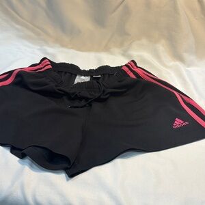 Adidas Women's Black Shorts with Pink Stripes
